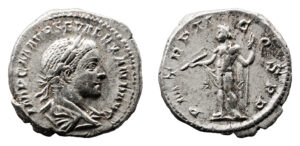 Severus Alexander AR Denarius - Jupiter Holding Thunderbolt