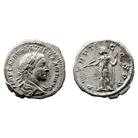 Severus Alexander AR Denarius - Jupiter Holding Thunderbolt