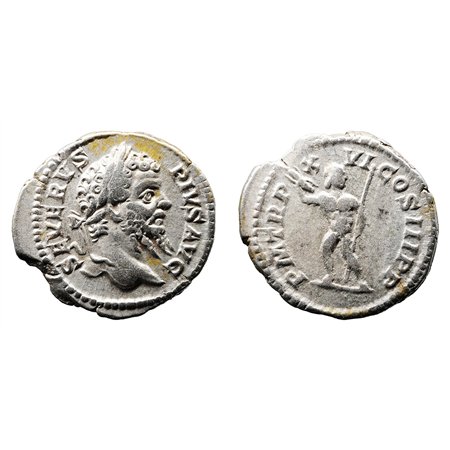 Septimius Severus AR Denarius - Jupiter Brandishing Thunderbolt