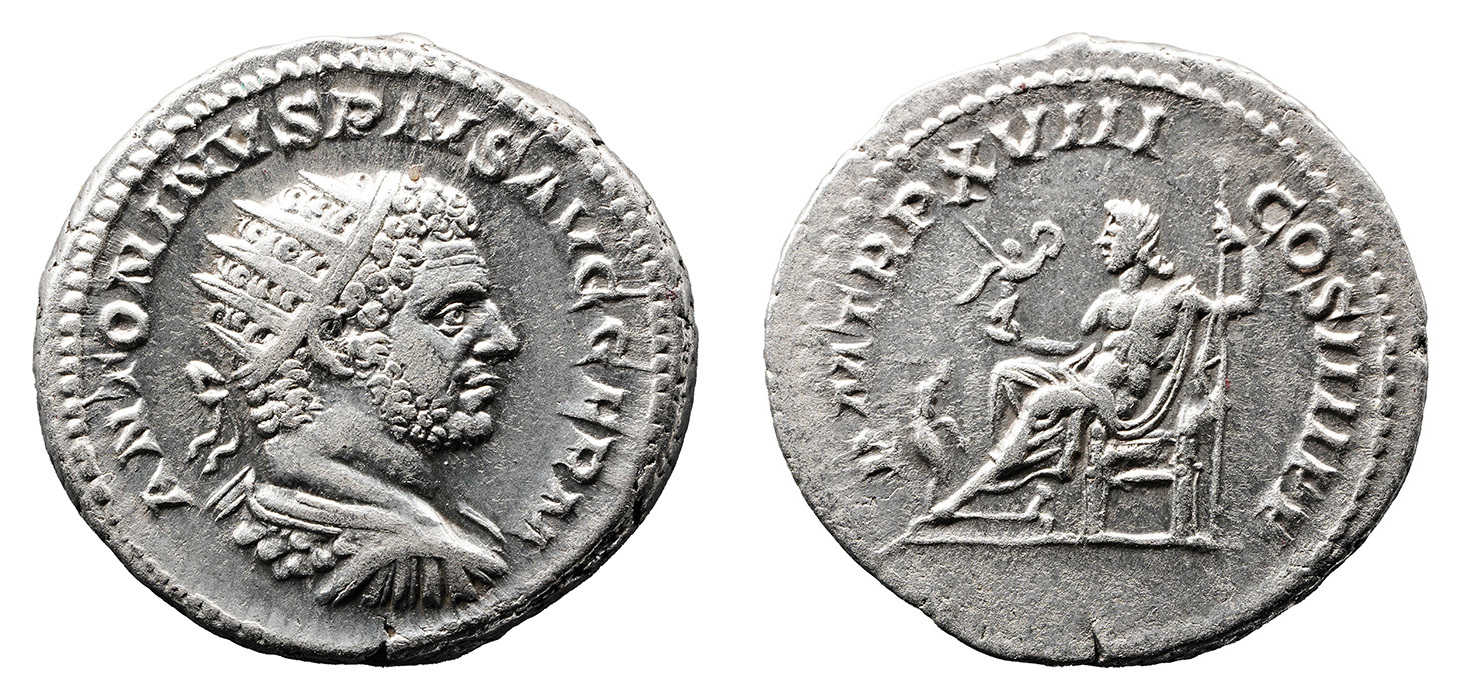 Caracalla AR Antoninianus - Jupiter Holding Victory