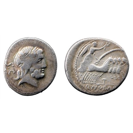 Q Antonius Balbus AR Denarius - Victory in Quadriga