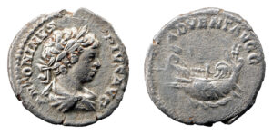 Caracalla AR Denarius - ADVENT AVGG