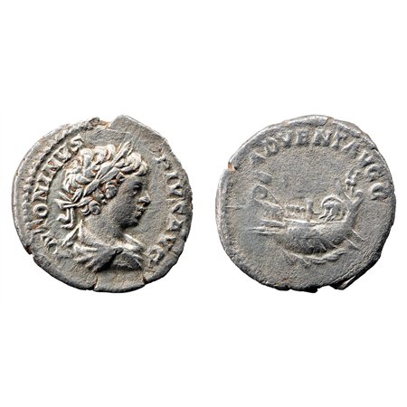 Caracalla AR Denarius - ADVENT AVGG