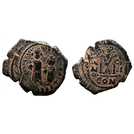 Heraclius and Heraclius Constantine AE Follis - M ANNO (Constantinople Mint)