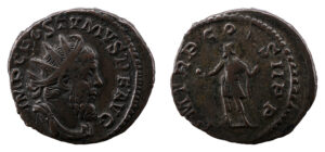 Postumus AR Antoninianus - Emperor With Globe & Spear (Lugdunum Mint)