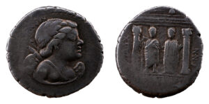 Cn. Egnatius Cn.f. Cn.n. Maxsumus AR Denarius - Distyle Temple